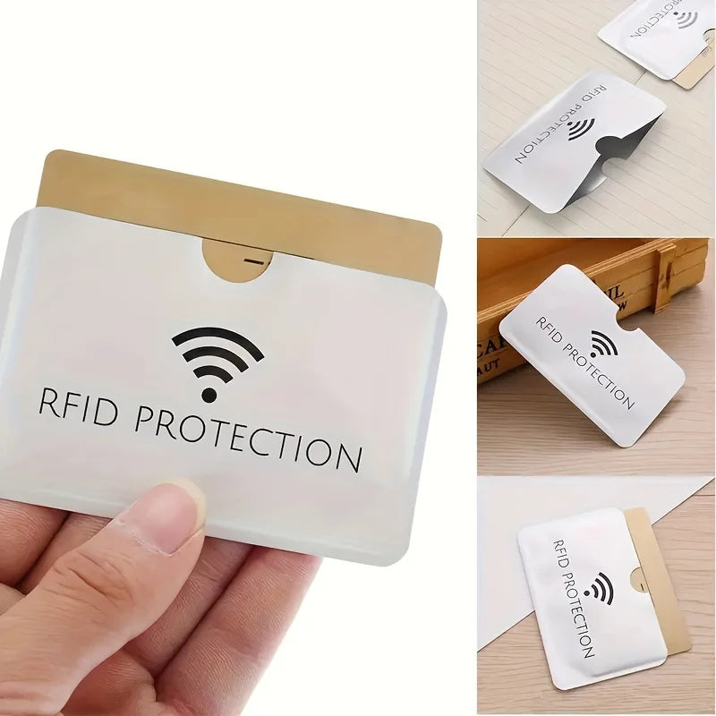 10pcs Aluminium Smart Rfid Blocking Bank Sleeve Wallet, RFID Protection Simple Card Holder