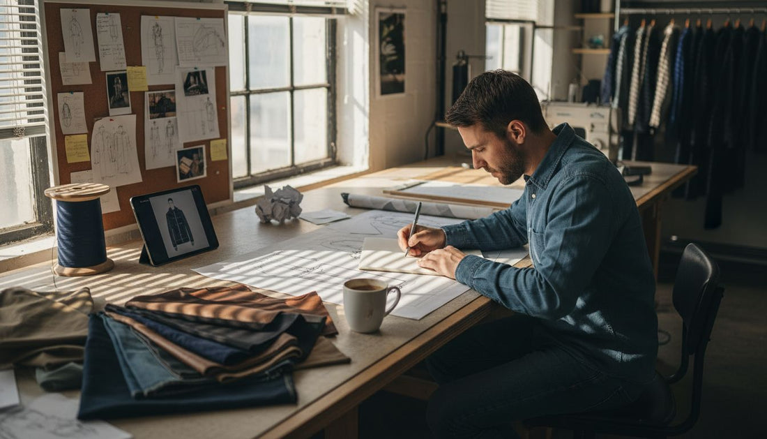 Designer sketching apparel tech concepts