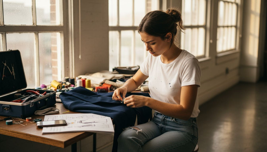 Designer working with wearable tech fabrics