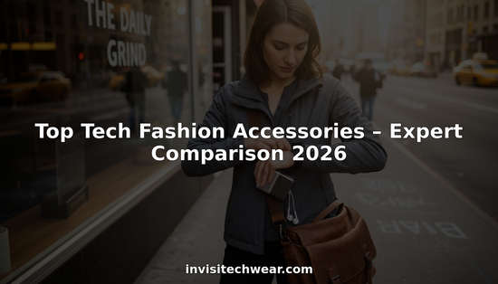 Urban woman using modern tech fashion accessories