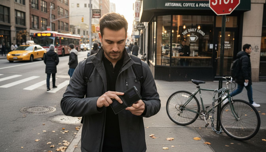 Urban professional displays smart fashion accessories