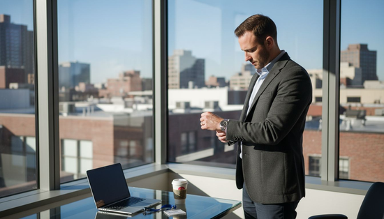 Professional wearing microchip-enabled blazer in office
