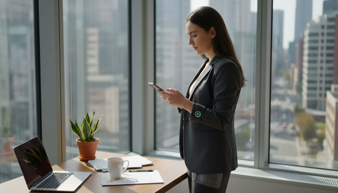 Smartwear details in urban corner office