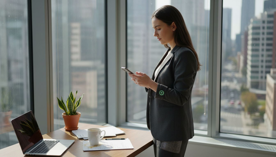 Smartwear details in urban corner office