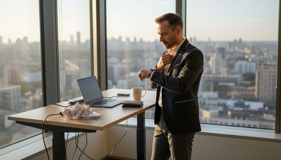 Professional adjusting tech blazer in office