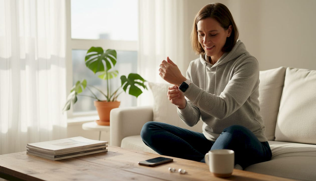 Woman adjusting wireless charging smart hoodie