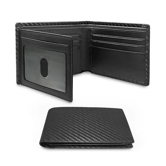 Slim Minimalist Tri-Fold Wallet Carbon Fiber RFID Blocking Men&