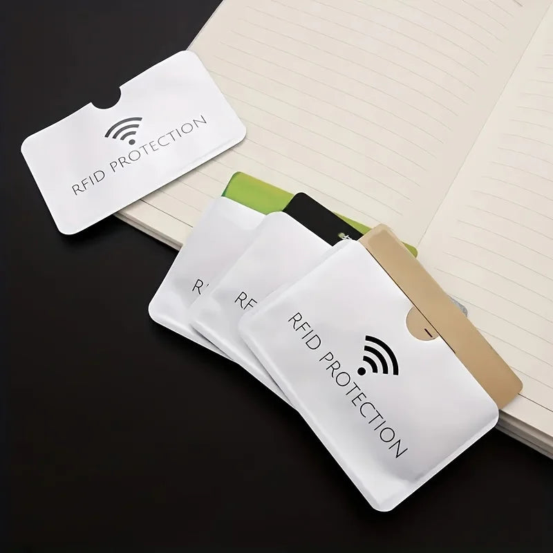 10pcs Aluminium Smart Rfid Blocking Bank Sleeve Wallet, RFID Protection Simple Card Holder
