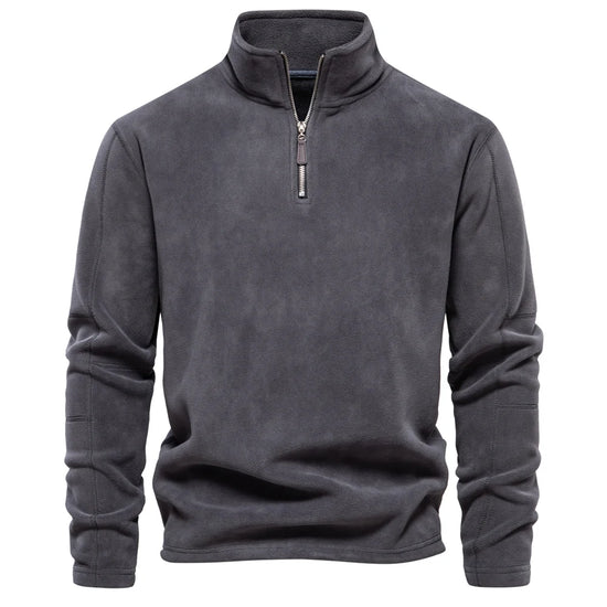 AIOPESON Brand Quality Thicken Warm Fleece Jacket for Men Zipper Neck Pullover Men&